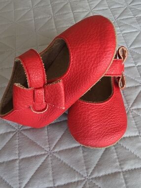 Red Mary Jane Baby Shoes with Decorative Bow